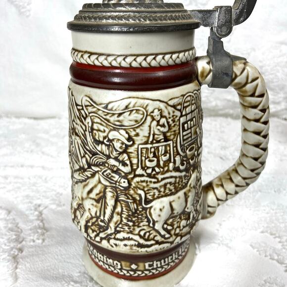 VINTAGE AVON Collector's Stein Mugs Handcrafted in Brazil Lot of 2 1980 and 1982 - Picture 2 of 9